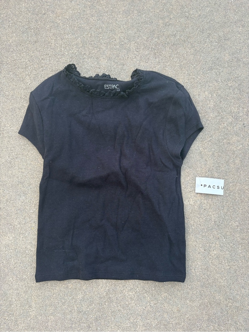 Pacsun Black Lace-Trim Short Sleeve Top